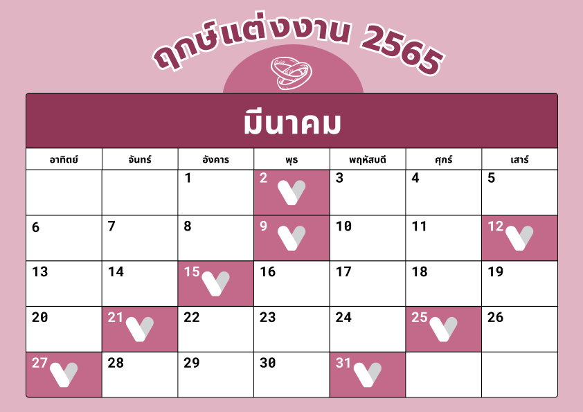 ฤกษ์แต่งงานมีนาคม 2568 ช่วยคุณเสริมดวงความรัก